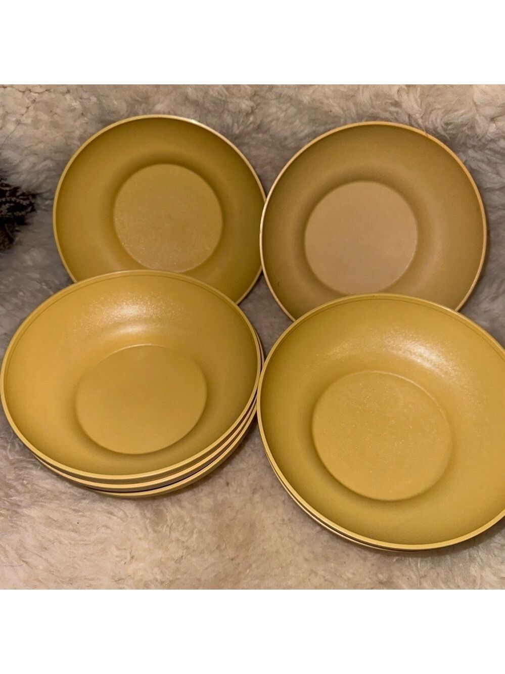 Vintage 1970s Tupperware Set of 7 Harvest Gold Cereal Salad Bowls #890-12 MCM